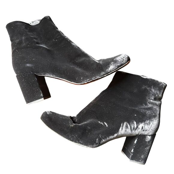 SAINT LAURENT Velvet Heeled Booties Black Sz‎ 41 (US 11) - Picture 1 of 8